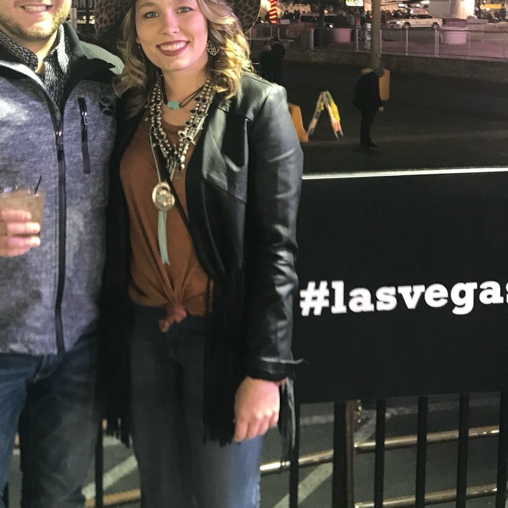 Faux leather fringe jacket